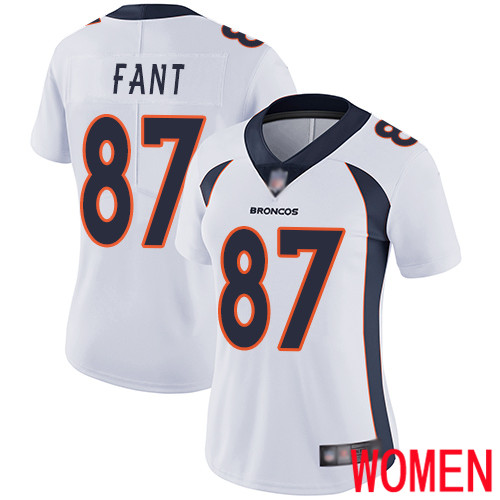 Women Denver Broncos #87 Noah Fant White Vapor Untouchable Limited Player Football NFL Jersey->women nfl jersey->Women Jersey